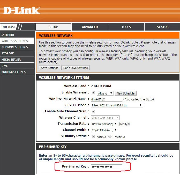 D-link router change WiFi password