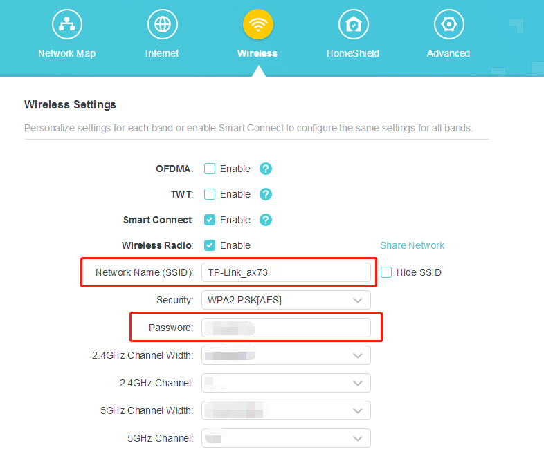 TP-link router change WiFi password